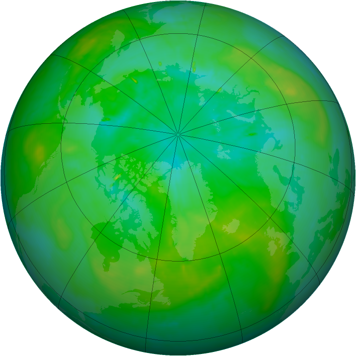 Arctic ozone map for 07 August 2015